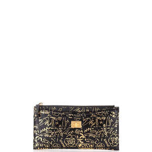 Chanel Long Reissue 2.55 Zip Pouch Graffiti Crocodile Embossed Calfskin